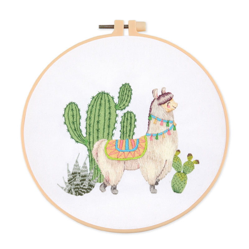 DIY Alpaca + Cactus Hand Embroidery Design