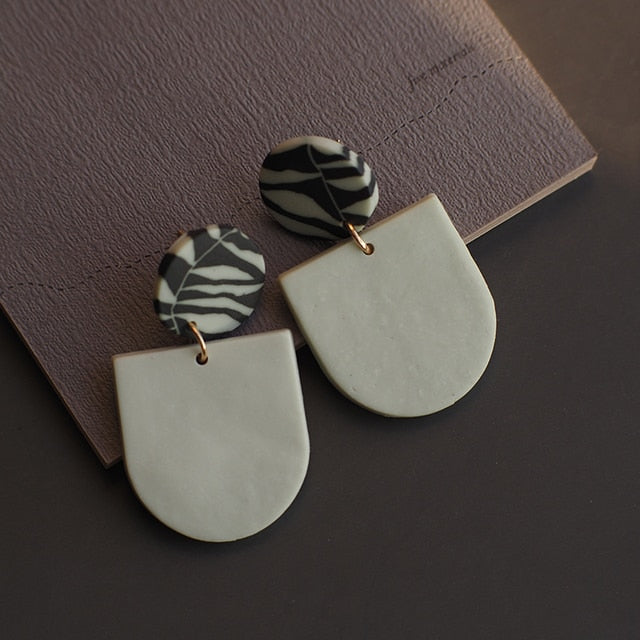 Floral Leaf Polymer Clay Earrings Sets: Geometric