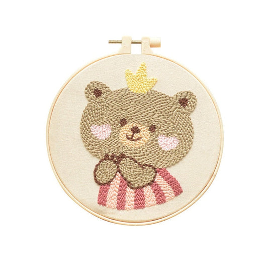 Girl Bear - Cute Animals Punch Needle Kit #3 (with HOOP)