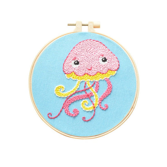 Jellie Fish - Cute Animals Punch Needle Kit #19 (with HOOP)