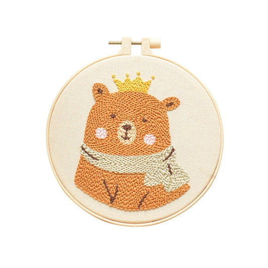 Momma' Bear - Cute Animals Punch Needle Kit #1 (with HOOP)
