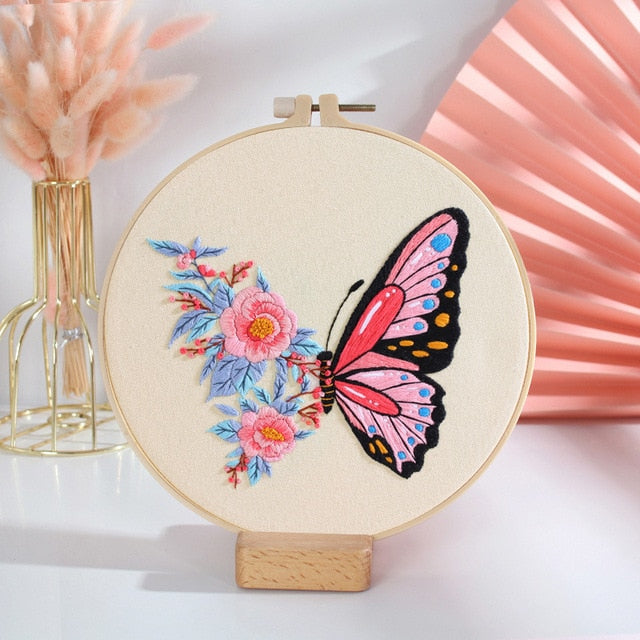 Butterflies Beginner Cross Stitch Set (Without Hoop)