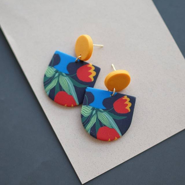 Leafy Polymer Clay Earrings Sets: Abstract