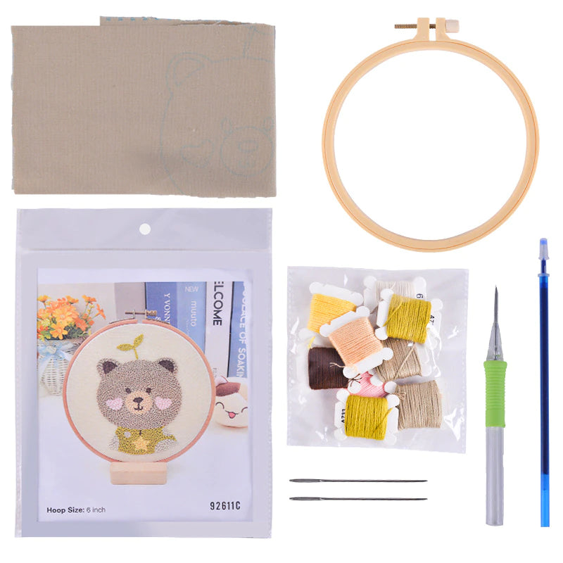 Baby Bear - Cute Animals Punch Needle Kit #9 (with HOOP)