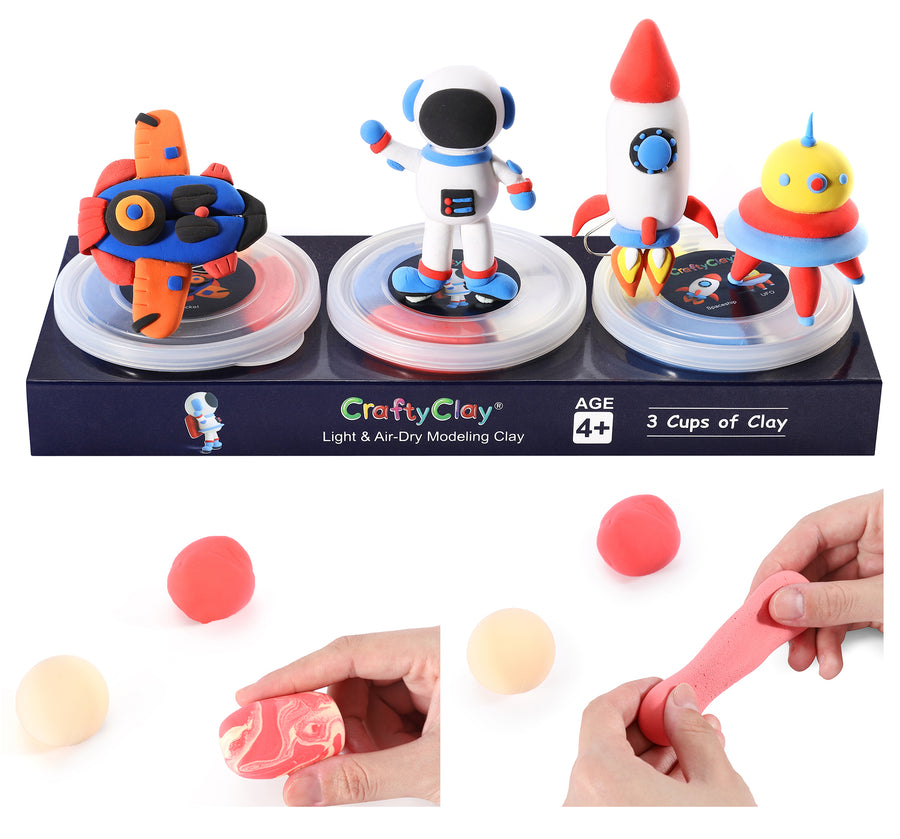 Crafty Clay - Space Theme AirDry Modeling Clay Kit for Kids 12 Color Clays