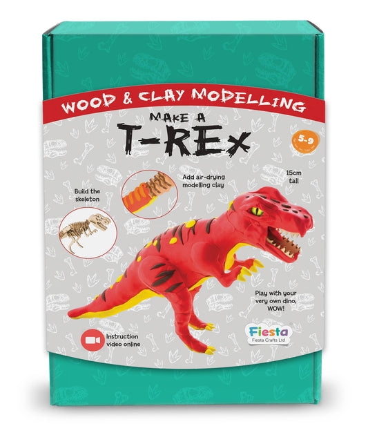 Fiesta Crafts - Wood & Clay Craft Kit Make A Dinosaur T-Rex T-2955